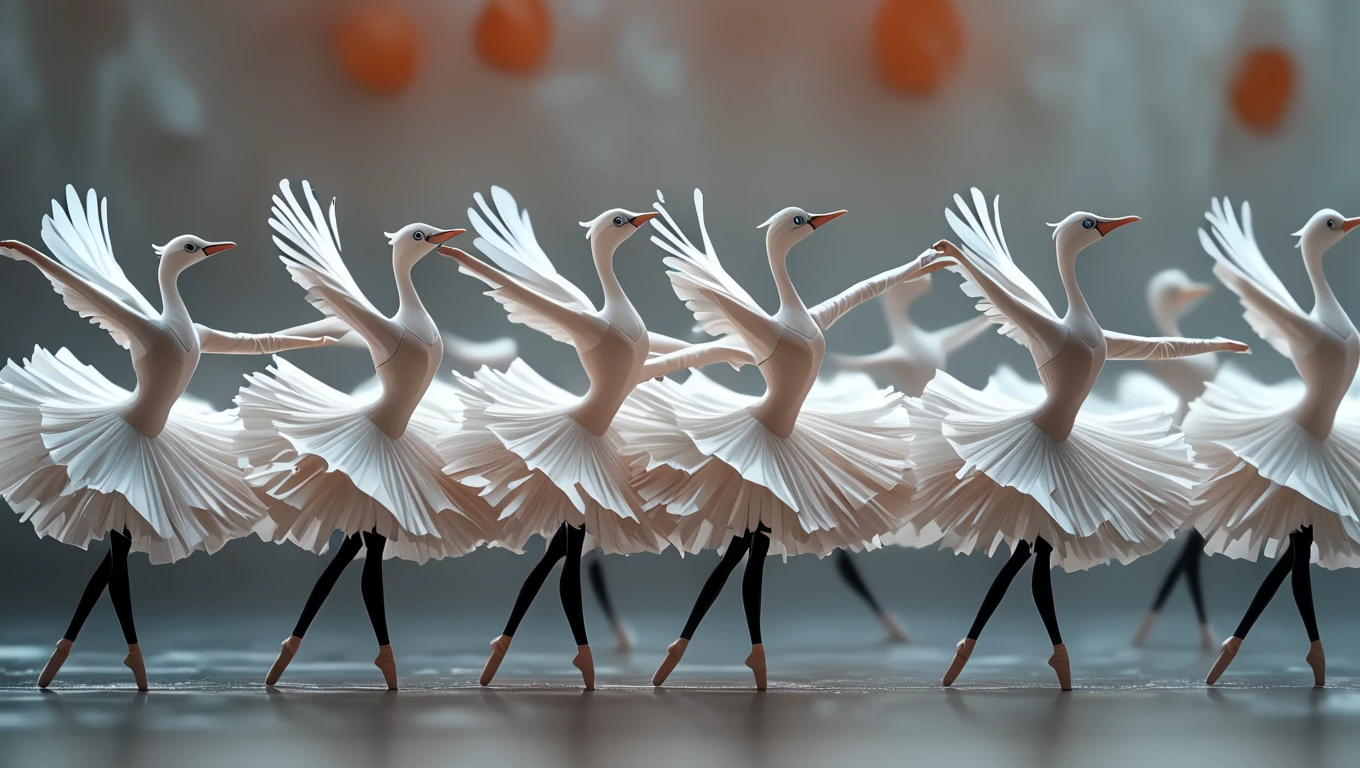 <lora:artfullyBALLETBIRDIES:1>, artblltbrds, tild shift, depth of field, ballet birds