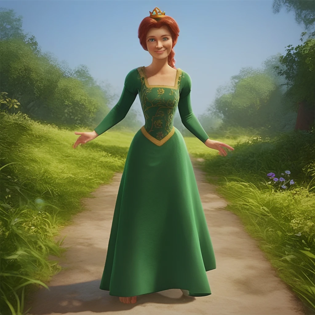 score_9, score_8_up, score_7_up  <lora:FionaHuman-10:1> FionaHuman, 1girl, solo, green dress, red hair, blue eyes, braid, crown, smiling, looking at viewer, full body view, outdoors