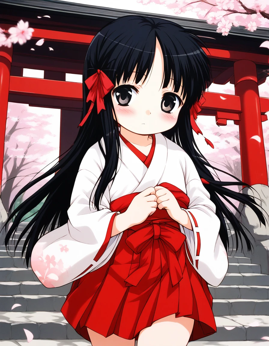 score_9, score_8_up, score_7_up, source_anime, rating_explicit, BREAK <lora:Hoshino_Hina_XL:1> Hoshino_Hina, long hair, black hair, black eyes, hair ribbon, short stack,
japanese white clothes, miko, red hakama, shrine, cherry blossom,
blush,
outdoor, day,
looking at viewer,
cowboy_Shot,