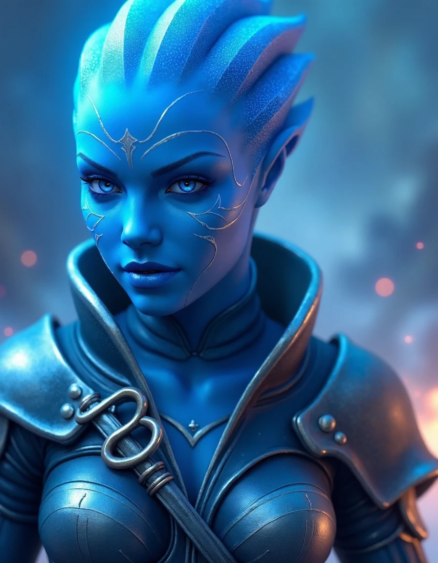 dynamic photograph of blue female asari warrior, wide angle, epic scene, 
 <lora:asari-000012:1>