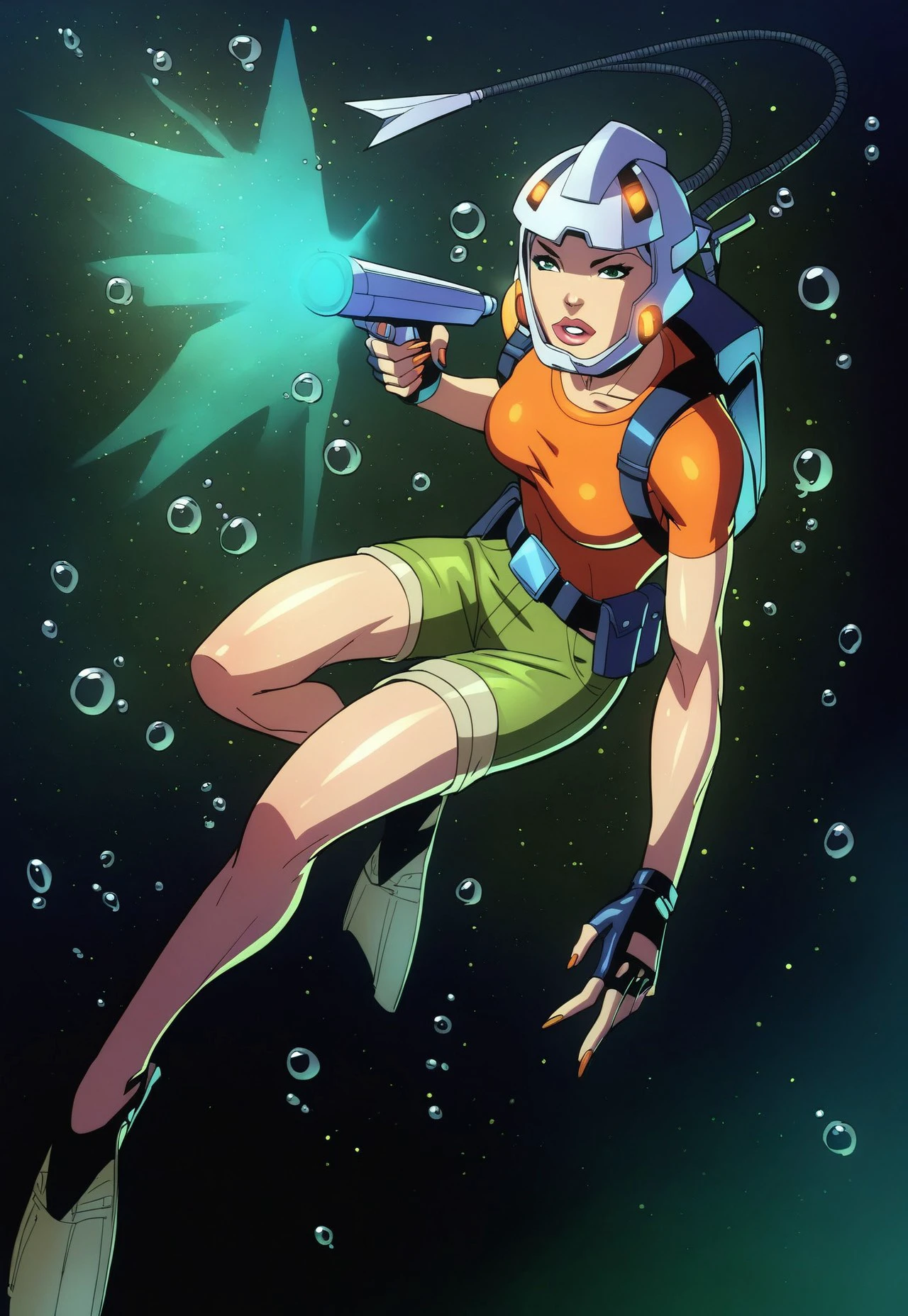 score_9, score_8_up, score_7_up, score_6_up, source_anime:0.75, source_cartoon:0.25,
BREAK
divehelm-tr, 1girl, lara croft, solo, comic, shorts, shirt, fingerless gloves, english text, speargun, bubble, underwater, air bubble, black flippers, pouch, parted lips, lips, headlamp, wreckage, nails, backpack, belt
