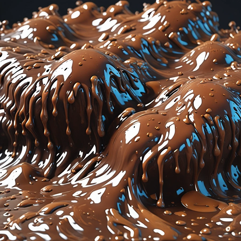 chocoslime, a big chocolate cake with big chocolate chunks and chocolate glace, slimey, brown slime, centered, high detailed, masterpiece, 4k, artgem, outstanding artwork, trending on artstation, realistic