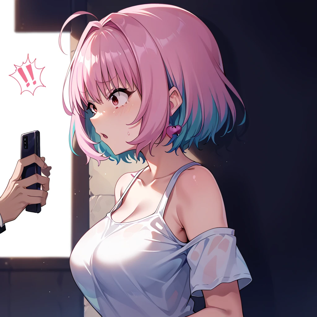 score_9, score_8_up, score_7_up, best quality, masterpiece, source_anime, zPDXL3, BREAK,   1girl, holding phone, , show off phone from side,      <lora:show_off_screen_of_phone:1>, , surprised,     
, yumemi_riamu,