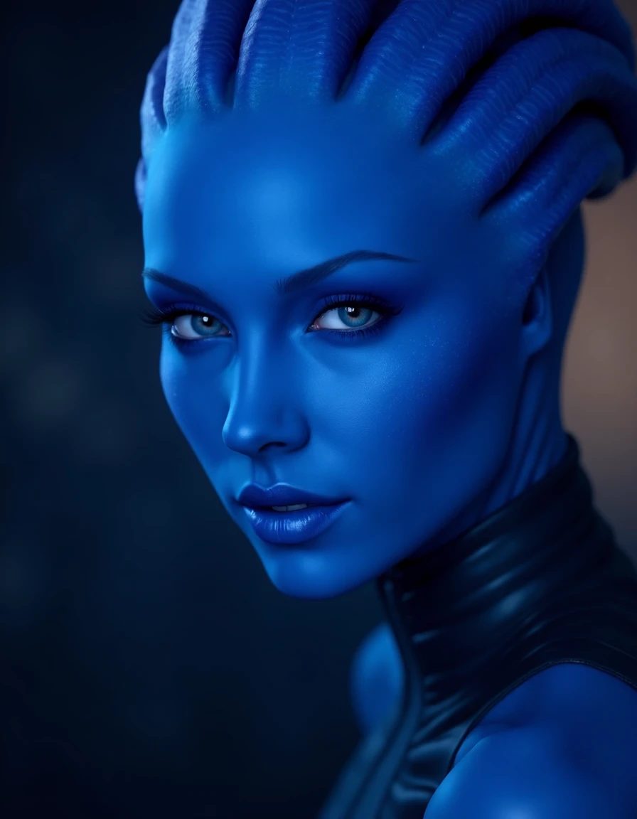 stunning portrait of blue female asari,
 <lora:asari-000012:1>