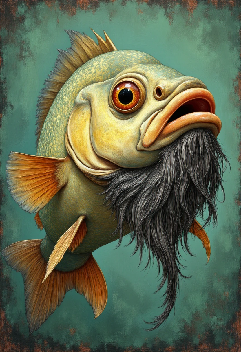 A fish with a goatee beard <lora:Goatee:1>