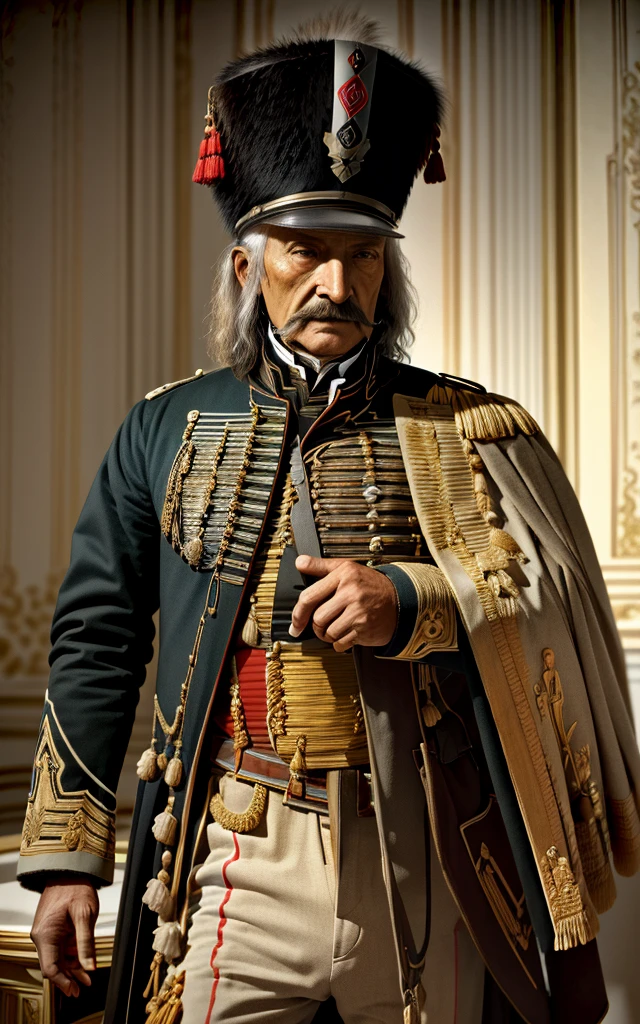 best quality,masterpiece,highly detailed,ultra-detailed, <lora:neg9V2_last:0.3>  
old man,
hungarian hussar, 19th century, capelet,attila jacket,military uniform<lora:hussar_V02:1>