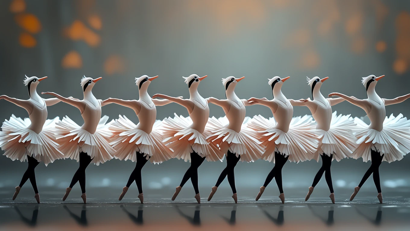 <lora:artfullyBALLETBIRDIES:1>, artblltbrds, tild shift, depth of field, ballet birds