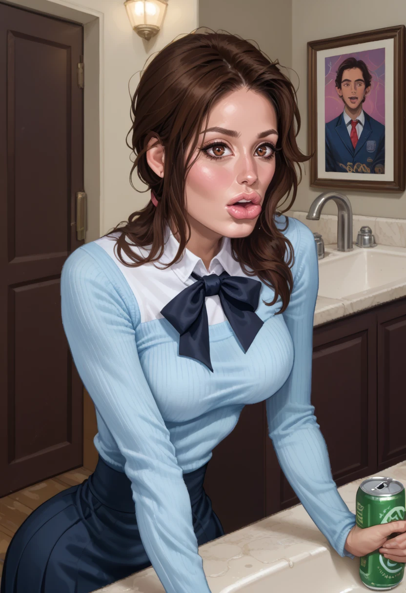 score_9, score_8_up, score_7_up, source_cartoon,front view, hetero focus, ntrlegend_mc, ntrlegend_couple, skirt pulled up, living room, kitchen background, upper body focus ,mouth open, looking at viewer, (head tilt, shocked, eyes wide):2, 1girl, ntrlegend_chick, cl4ssic_dr3ss, upper body focus, brown hair female, long skirt, pale sweater, two-tone top, long sleeve, neck ribbon, blue shirt, skinny female, messy low ponytail, brown eyes, plips, (medium breasts, puffy lips),  moody lighting, eye contact, neutral expression, bent over sink, doing dishes, wet shirt, messy room, beer cans scattered everywhere, apartment building,
<lora:FlintsSemiRealStyle-10:.55> <lora:Penis Size_alpha1.0_rank4_noxattn_last:-2><lora:Art_Of_Jaguar_Style:.45> <lora:temogam_ponyxl_locon:.5> <lora:plips_Pony_SHS:.5> <lora:NTRlegend-10:.85>