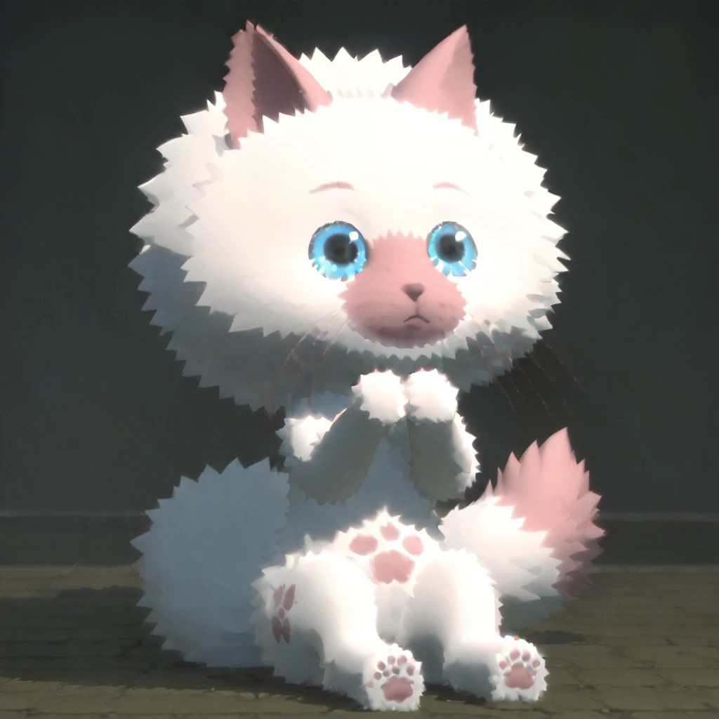 score_9, score_8, score_7, BREAK, floof_mhs, white fur, blue eyes, tail, sitting