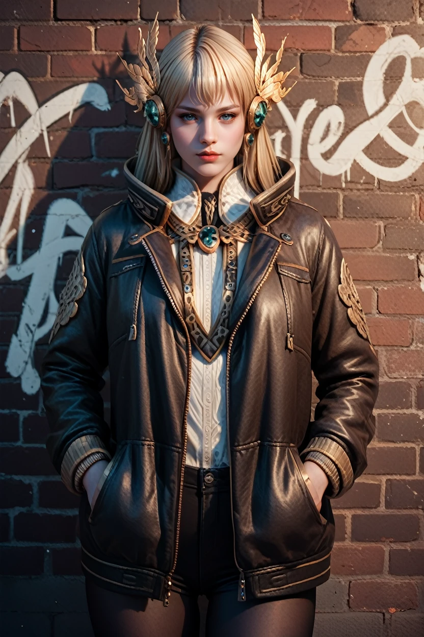 score_9, score_8_up, score_7_up,
<lora:LABeatrice:1.0>
LABeatrice, 1girl, long hair, blonde hair, hair ornament, looking at viewer, leaning against a brick wall, hands in jacket pockets, urban alleyway with graffiti art, moody lighting with shadows, edgy and modern vibe