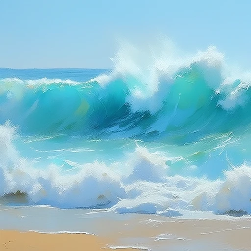 a wave crashing on the beach 
<lora:PAINTINGSTYLEFLUX-000001:1>