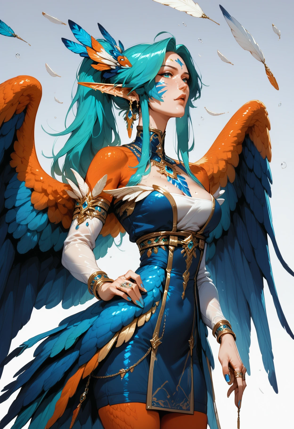 score_9, score_8_up, score_7_up, score_6_up, score_5_up, score_4_up, rating_safe,
 <lora:KingfisherV4:1> k1ngf1sher, feathered_wings, 
1girl, solo, medium breasts,