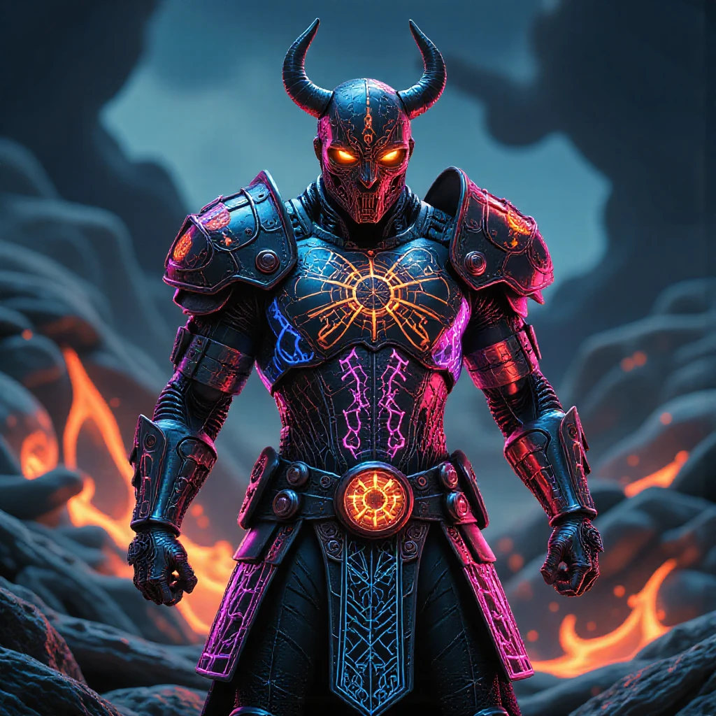 The solo Vikingpunk cyborg, a master of ancient magic, stands amidst a dark fantasy realm, their clenched fists radiating power. The air around them comes alive with mystical runes, while their multicolored bioluminescence armor intricately patterned, traditional viking helmet, glows with vibrant energy. Shadowy spirits emerge from the fog, drawn to the sorcerer's might. This captivating artwork, inspired by the style of Guweiz, showcases a unique blend of cybernetics and ancient magic, where the cyborg's determination and the surrounding fantasy elements create an atmosphere of awe and intrigue, leaving viewers eager to explore the untold stories within this vivid and highly detailed scene. perfection style, <lora:scifi/fluxVikingPunk_v1:0.4>, <lora:Glowing_bioluminescent_world_for_Flux_-_by_Ethanar:0.4><lora:Neon_Cyberpunk_Vaporwave_FLUX:0.4>, mad-vprwv,