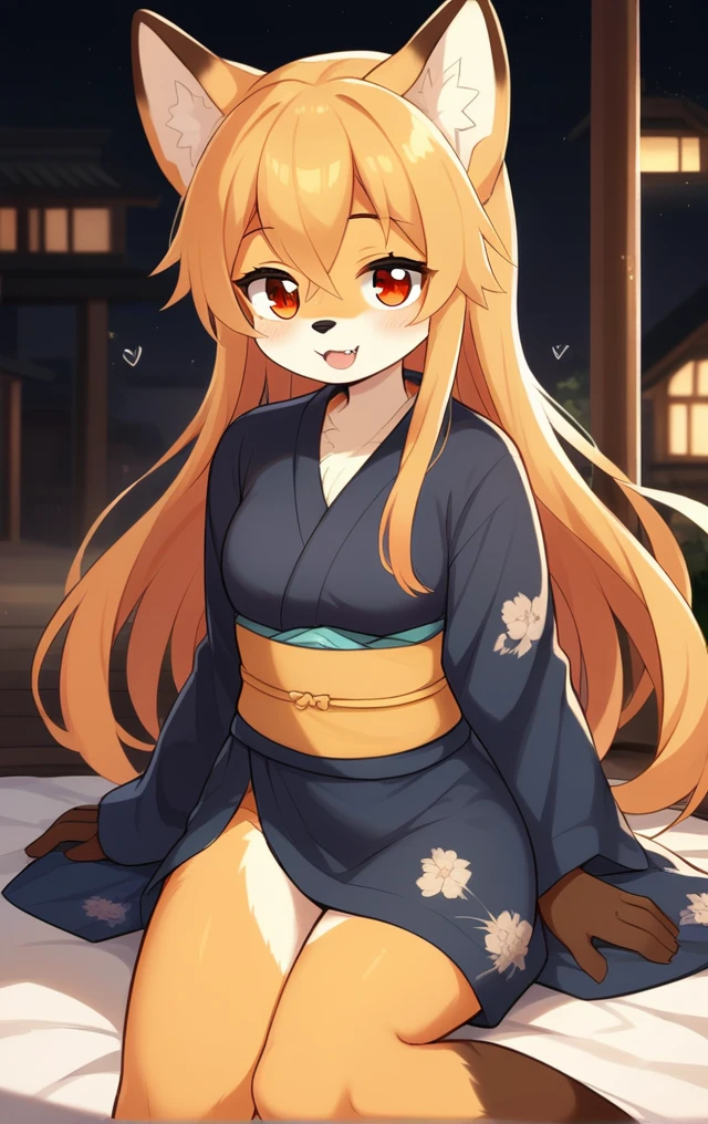 score_9, score_8_up, score_7_up,score_6_up,score_5_up, source_furry, source_cartoon, 1girl, solo, (chibi:0.3), furry female, furry, face fur, animal ears, japanese clothes, fox ears, fox girl, kimono, long hair, fangs, looking at viewer, open mouth, smile, breasts, blush, body fur, animal nose, two-tone fur, blonde hair, red eyes, tareme, <lora:Kurena_pony_v1:1.2>, krn, <lora:p:0.35>