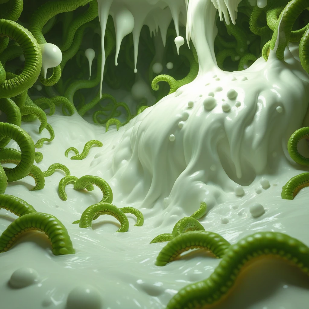 wgtentslime, 1girl, solo, girl leaning back into a puddle of white slime, green tentacles crowling over girl and white slime, naked, slimey, white slime, green tentacles, curvy body, short hair, big breasts, erotic, sexy pose, orgasm, cumbath, cum pool, centered, high detailed, masterpiece, 4k, artgem, outstanding artwork, trending on artstation, realistic