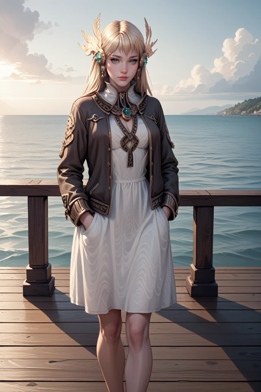 score_9, score_8_up, score_7_up,
<lora:LABeatrice:1.0>
LABeatrice, 1girl, long hair, blonde hair, hair ornament, looking at viewer, standing on a pier, looking out at the ocean, hands in pockets, overcast sky with hints of sunlight breaking through, calm and introspective atmosphere