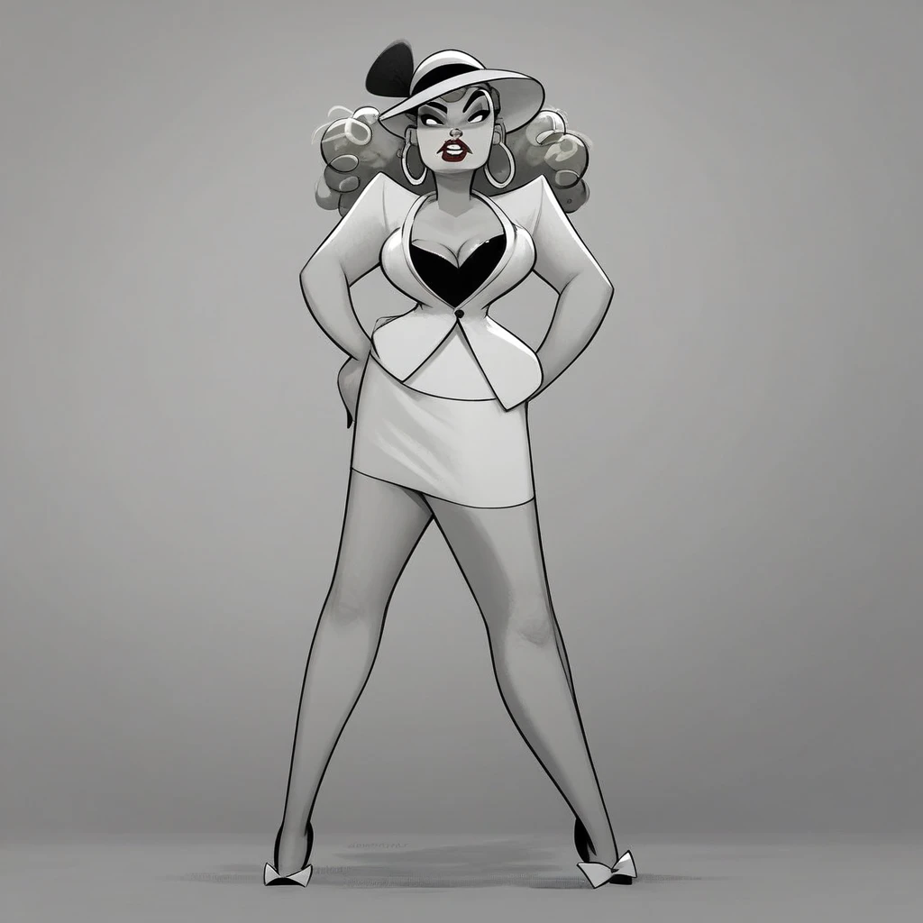 Caricature of a woman, 1920's blonde hairstyle ,sexy pin-up pose, lying pose, full body,  black and white, white background