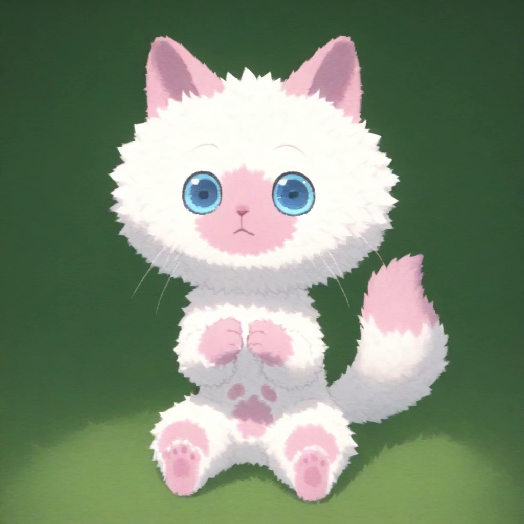 score_9, solo, floof_mhs, white fur, blue eyes, tail, sitting