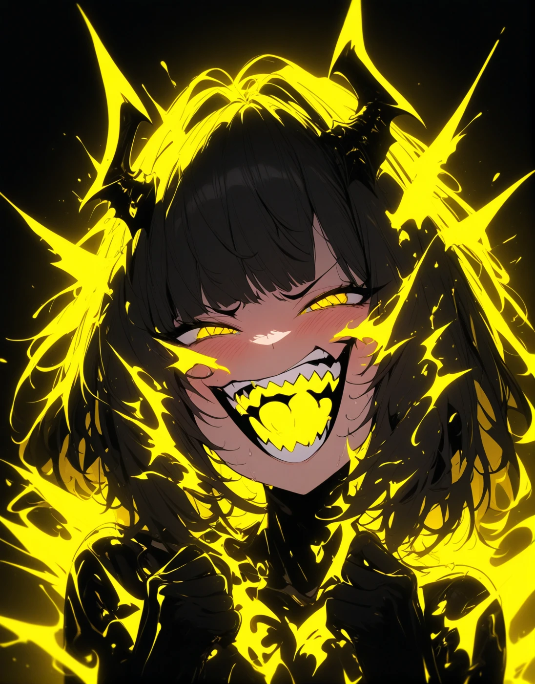 <lora:NEONIA:1> 
neonia ,1girl , (simple neon:1.3) , dark, devil , yellow neon , yellow neon power , yellow neon eyes  , devil smile , orgasm face