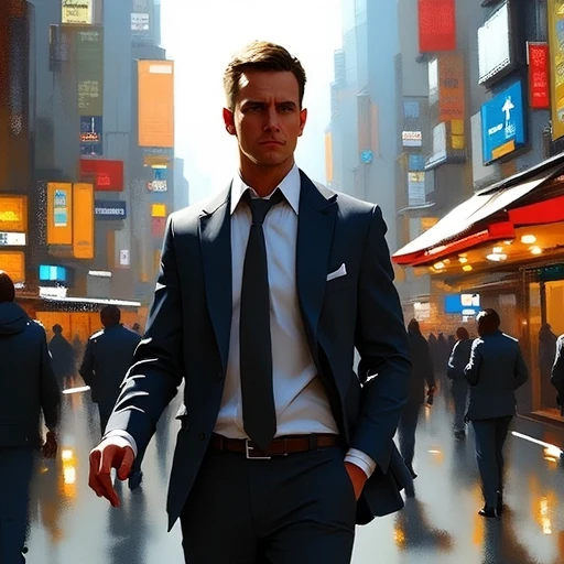 painting of a handsome man walking on a busy futuristic street, SFW
<lora:PAINTINGSTYLEFLUX-000001:1>