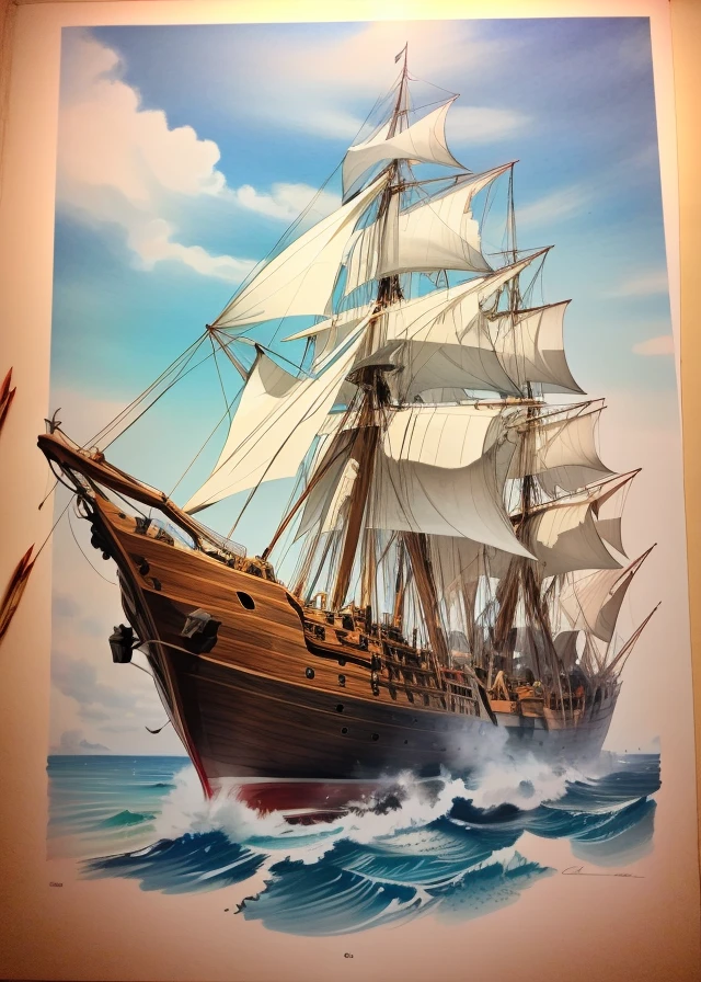 best quality,masterpiece,highly detailed,ultra-detailed,  <lora:sketch_V05:1> colored pencil \(medium\),sketching, soft color
vessel of pirate,