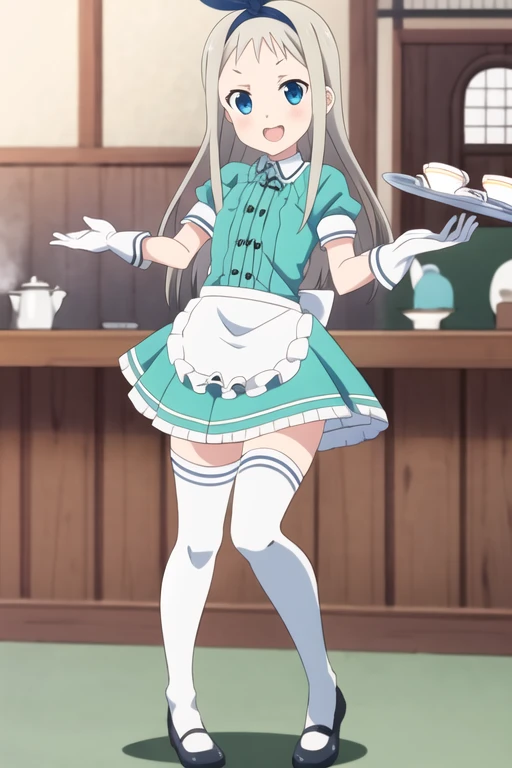 girl、No panties、pussy、open vagina、Long Hair、Green Hair、Moe sleeves、smile、The skirt is turned up,、the juice is coming out of my crotch、blush、Kindergarteners、