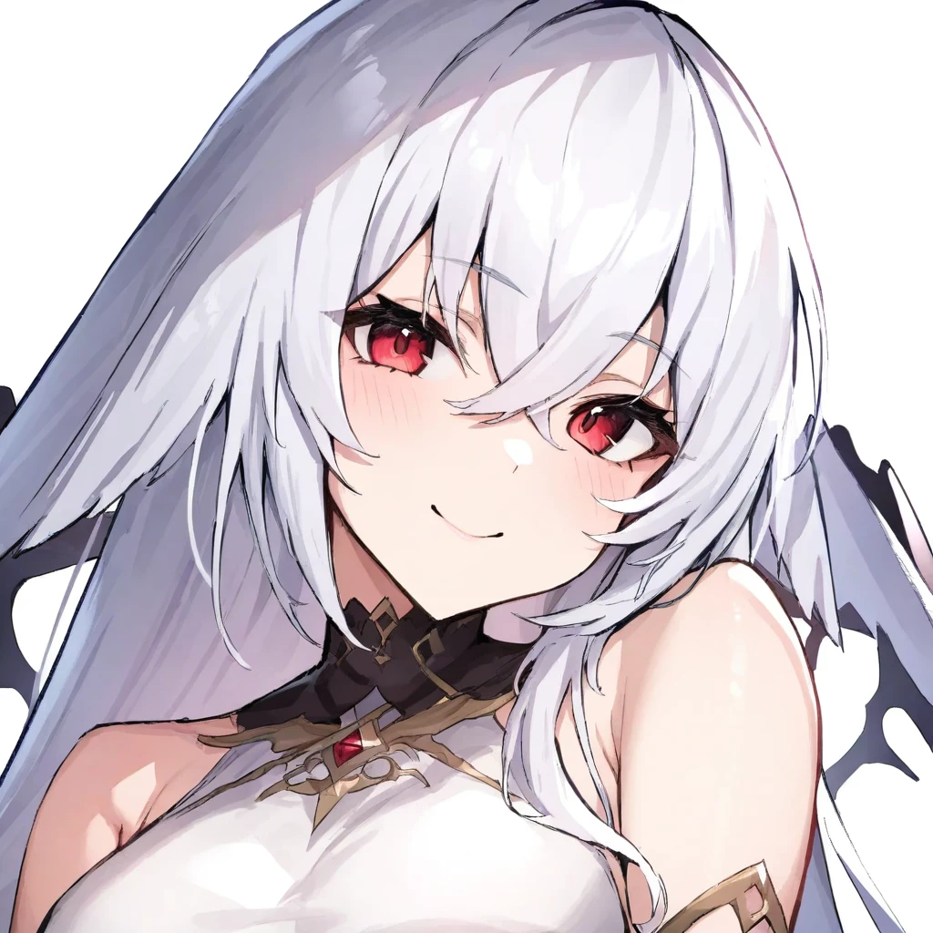 ,smile,viridia(f),white hair and red eyes,looking_at_viewer,1girl,simple background, white background, <lora:viridia:1.1>, masterpiece, best quality, very aesthetic, absurdres