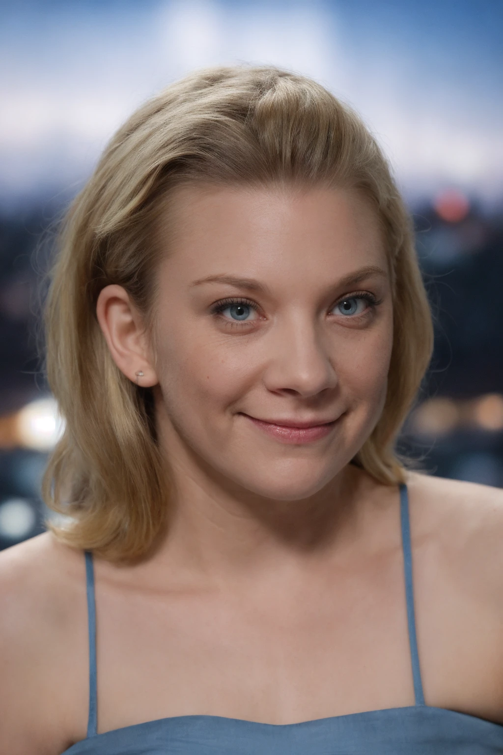 1girl, ultrarealistic, real photo, detailed skin, visible pores, professional Getty Images style without watermark, actress being interviewed on a late-night show, smiling, studio backdrop, close-up
 <lora:natalie_dormer_lora_v02:1> nat82, blonde hair, blue eyes