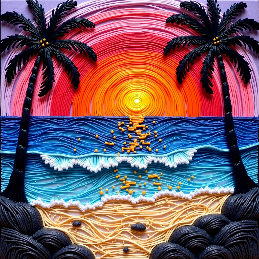 A string art ocean sunset.

strngartCE style