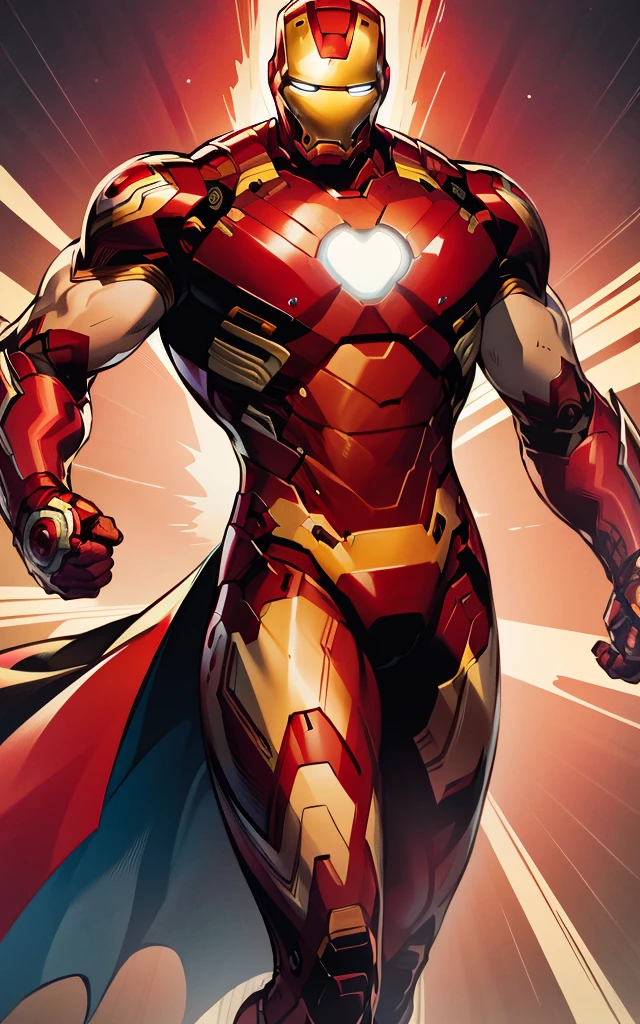 best quality,masterpiece,highly detailed,ultra-detailed, 
  <lora:superhero_V02:1>, superhero, powerful, heroic, iconic, larger-than-life, justice, colorful, action-packed (Iron Man:1.16), Red and gold high-tech armor suit