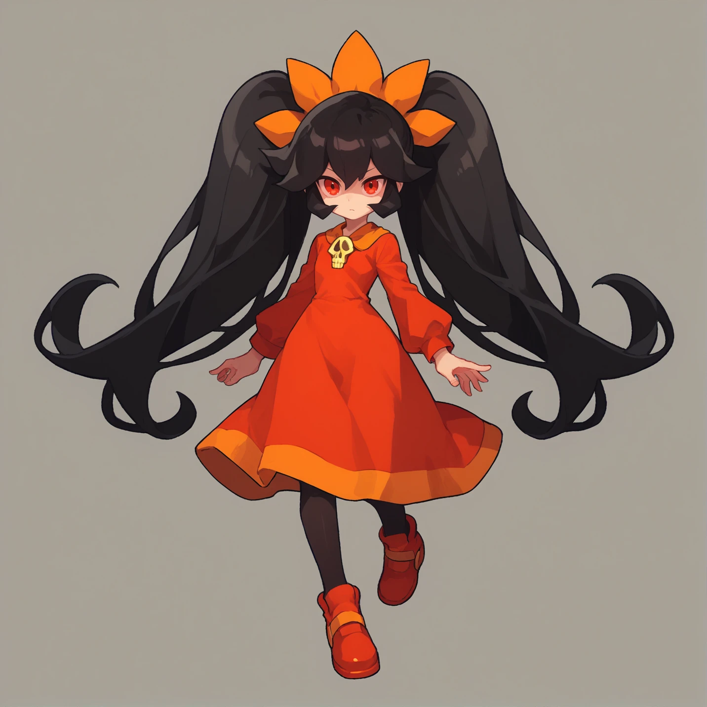 source_furry, score_9, score_8_up, score_7_up, score_6_up, black hair, twintails, long hair, red eyes, orange hairband, bangs, skull, pantyhose, red footwear, red dress, <lora:ashley_warioware:0.7> black hair, twintails, long hair, red eyes, orange hairband, big hair,