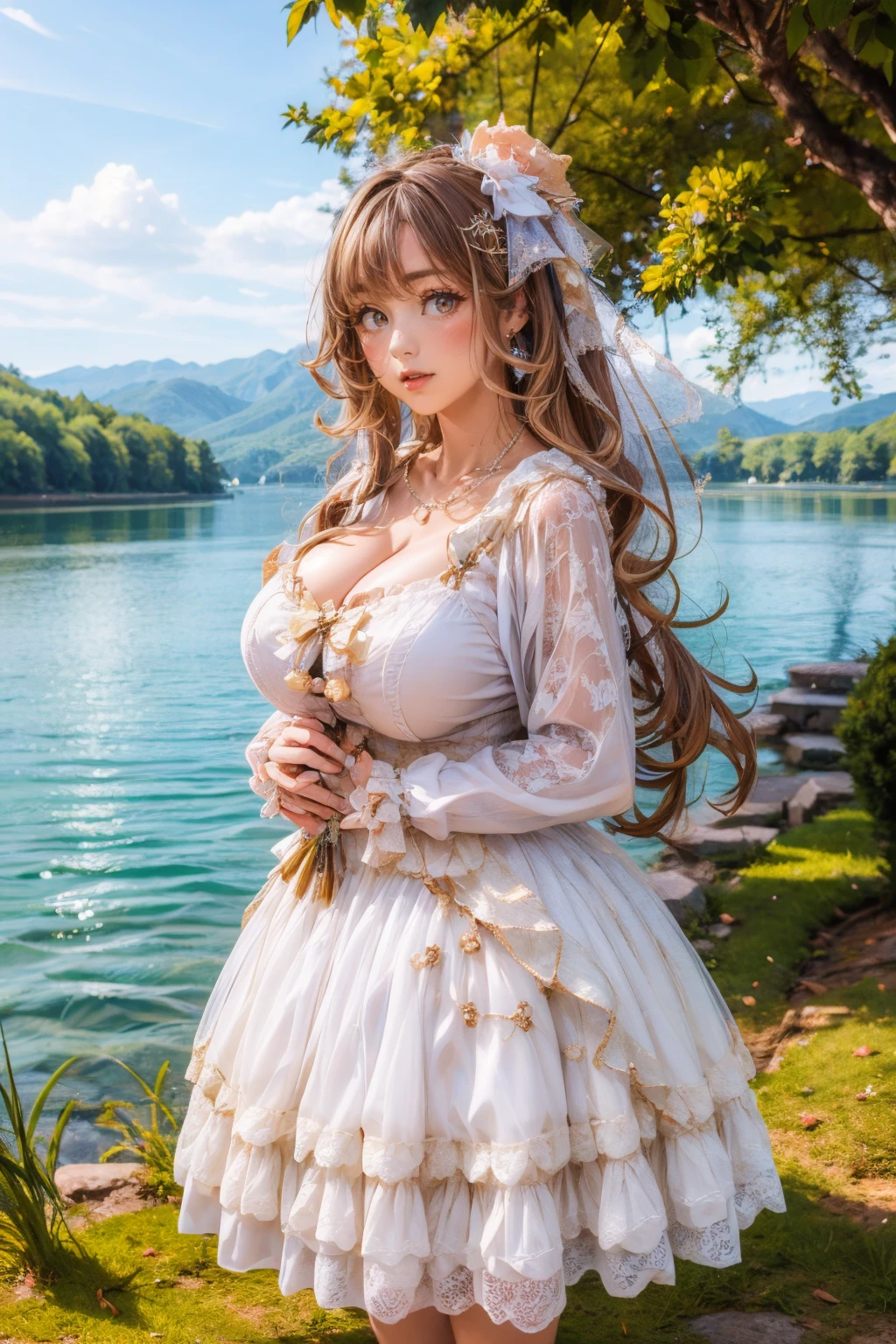 (SFW:2), photorealistic, realistic photo, ((highest quality)), ((masterpiece)), detailed, kukolnydom, doll, (mature woman, 20yo, 20 years old:1.6), solo, ((cowboy shot, dynamic pose, skinny, slender, slim)), (smile, parted lips), green eyes, brown hair, (looking at viewer, gradient eyes, shining eyes, detailed eyes, detailed face:1.3), dress, museum, 8k
