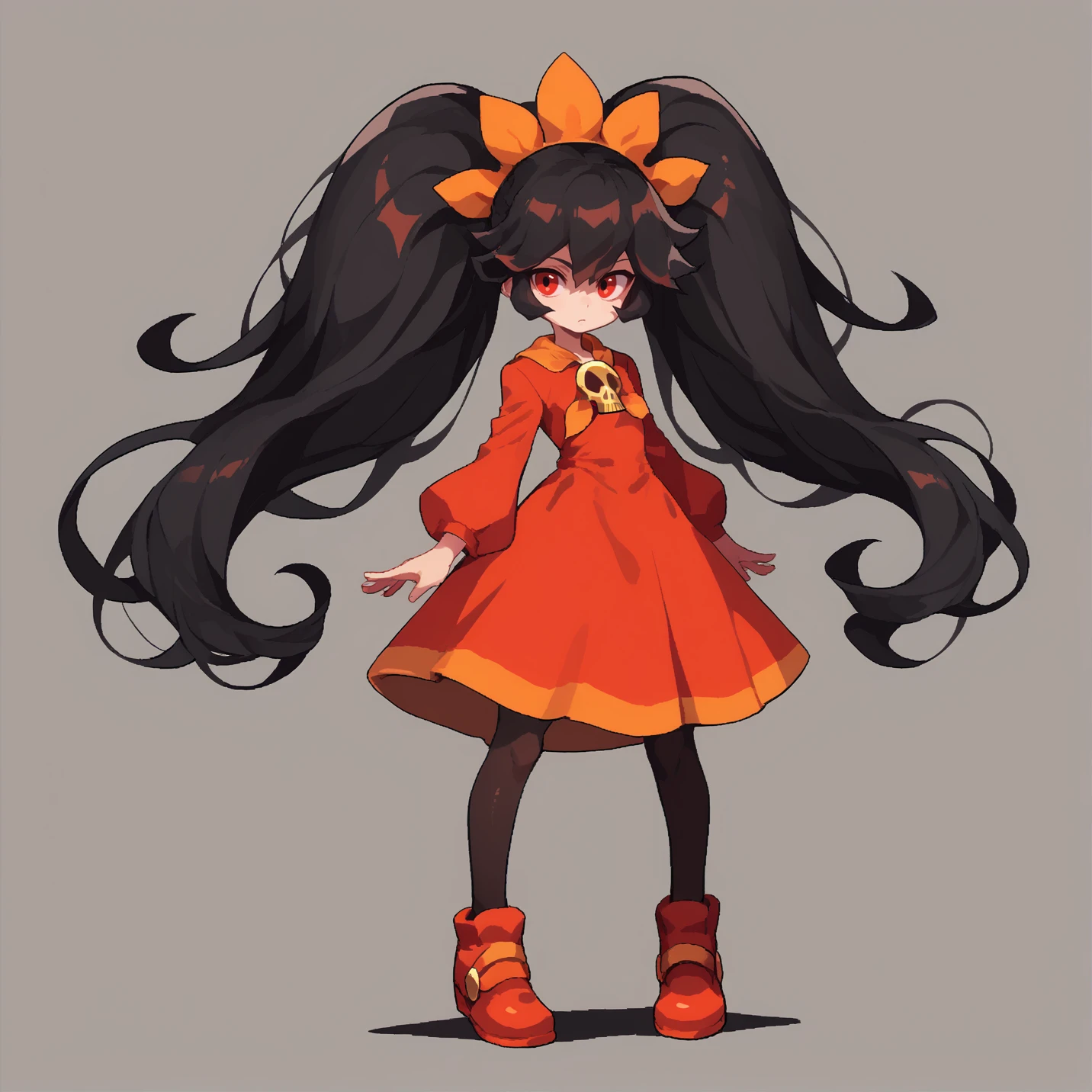 source_furry, score_9, score_8_up, score_7_up, score_6_up, black hair, twintails, long hair, red eyes, orange hairband, bangs, skull, pantyhose, red footwear, red dress, <lora:ashley_warioware:0.7> black hair, twintails, long hair, red eyes, orange hairband, big hair,