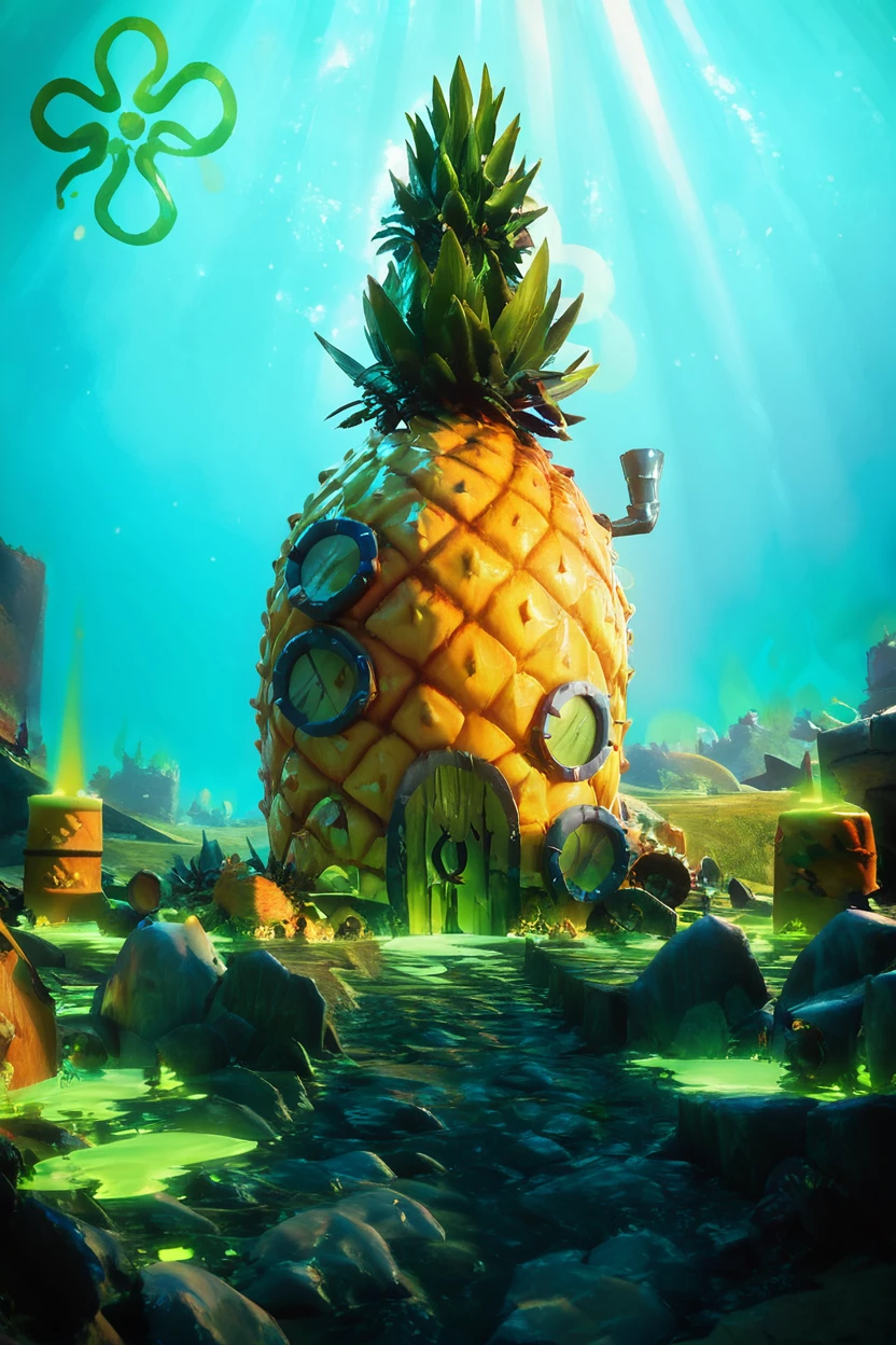 score_9, score_8_up, score_8,  BREAK,  PineappleUnderTheSea,  sky, day, no humans, sunlight, scenery, realistic, toxic, green slime,   embedding:zPDXL,    <lora:PineappleUnderTheSeaPDXL:0.8>,  <lora:CatalystStylePDXL:0.6>,  <lora:SDXLFaeTastic2400:0.5>,