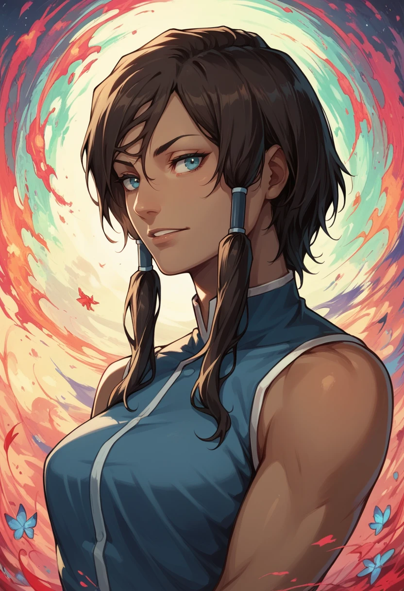 score_9, score_9_up, score_8_up, Expressiveh, raw, gorgeous, highly detailed, Korra, poster, <lora:Poster:0.8>, manga cover, emotionless