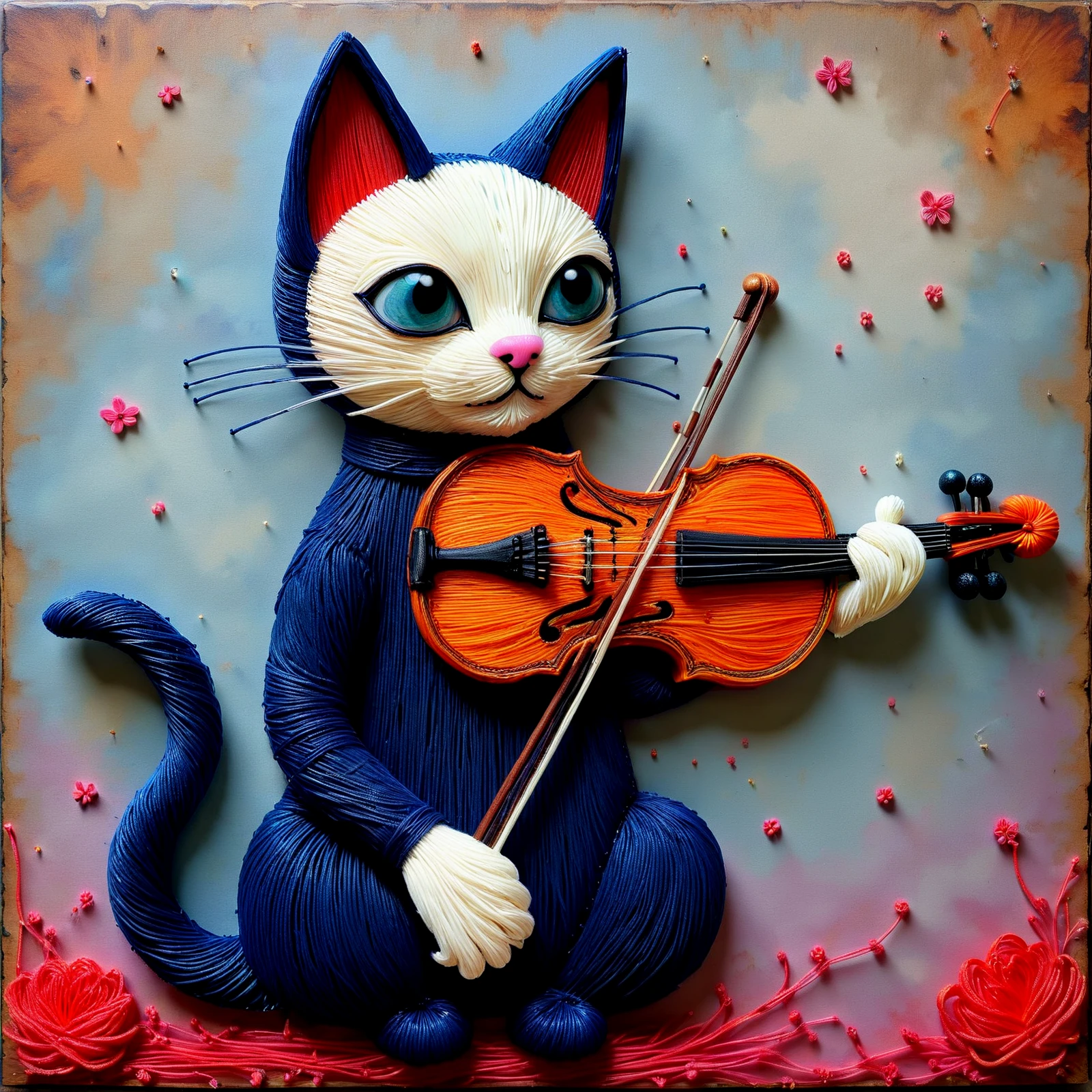 A string art cat, strumming a violin. 2D.

<lora:StringArt01-01_CE_SDXL_64x32x120x2bOT:1> strngartCE style