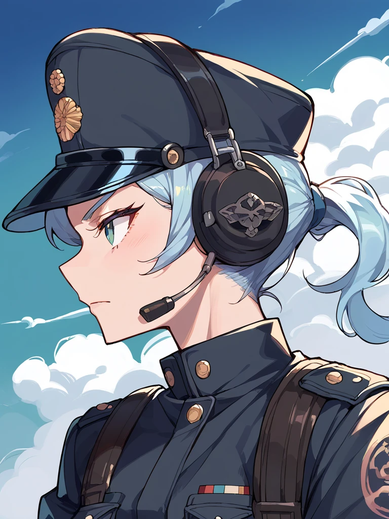 score_9,score_8_up,score_7_up,source_anime,rating_questionable,higres illustration,1girl,<lora:headphones_hat:1>,hat,military uniform,street,dust cloud,upper body,looking away,solo