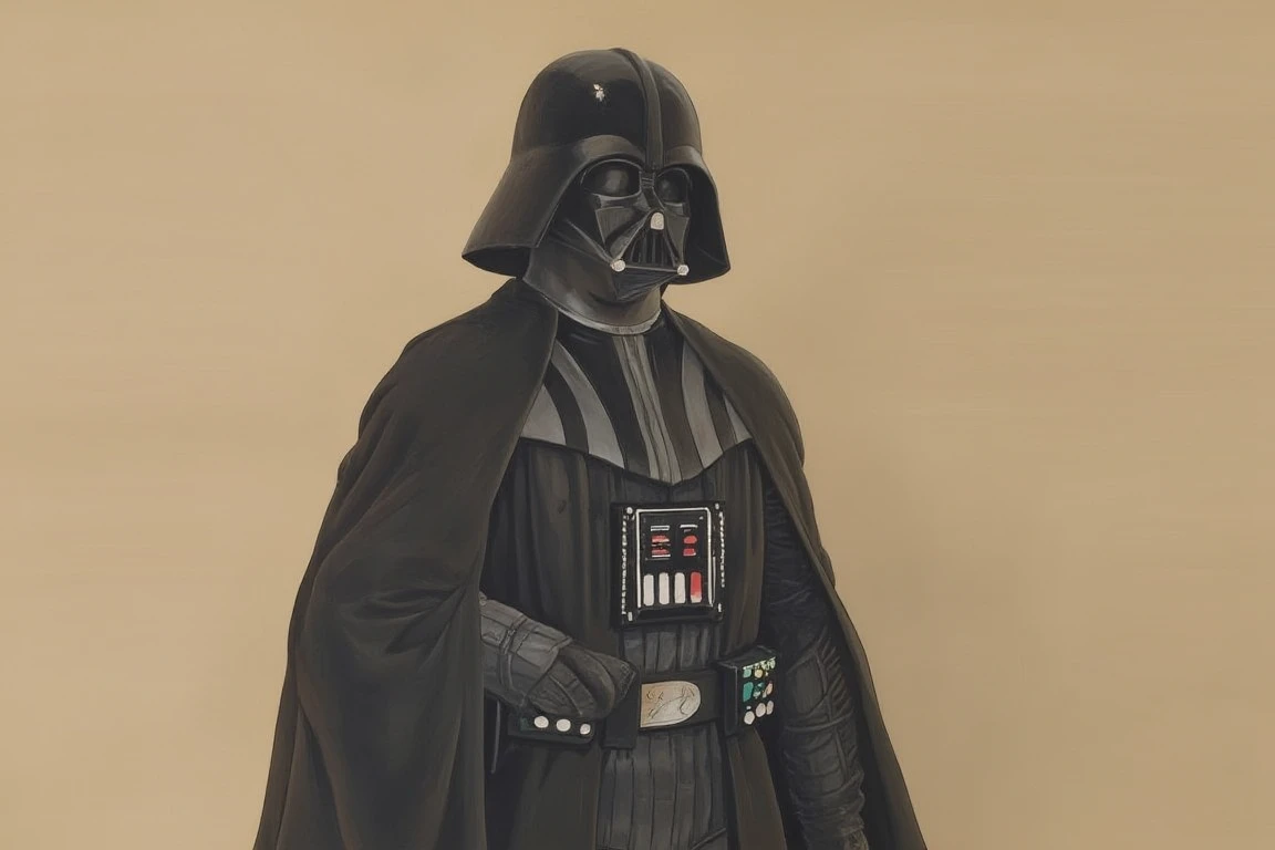 realistic japanese painting by konoshimaO, darth vader, standing