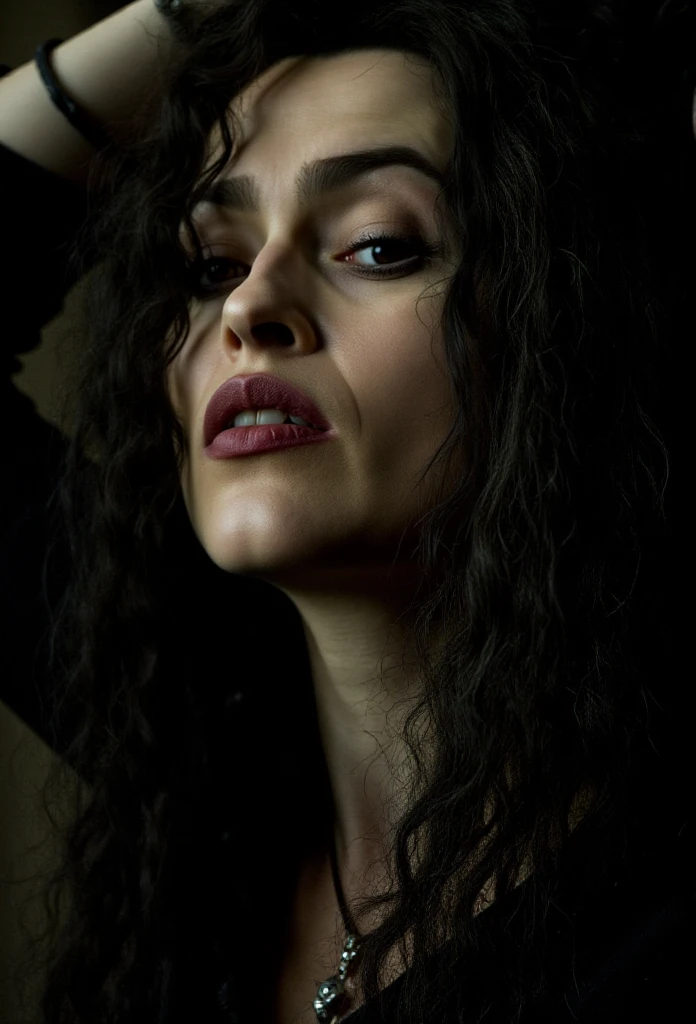 Bellatrix Lestrange is a woman, closeup face portrait <lora:Bellatrix_Lestrange:0.9>