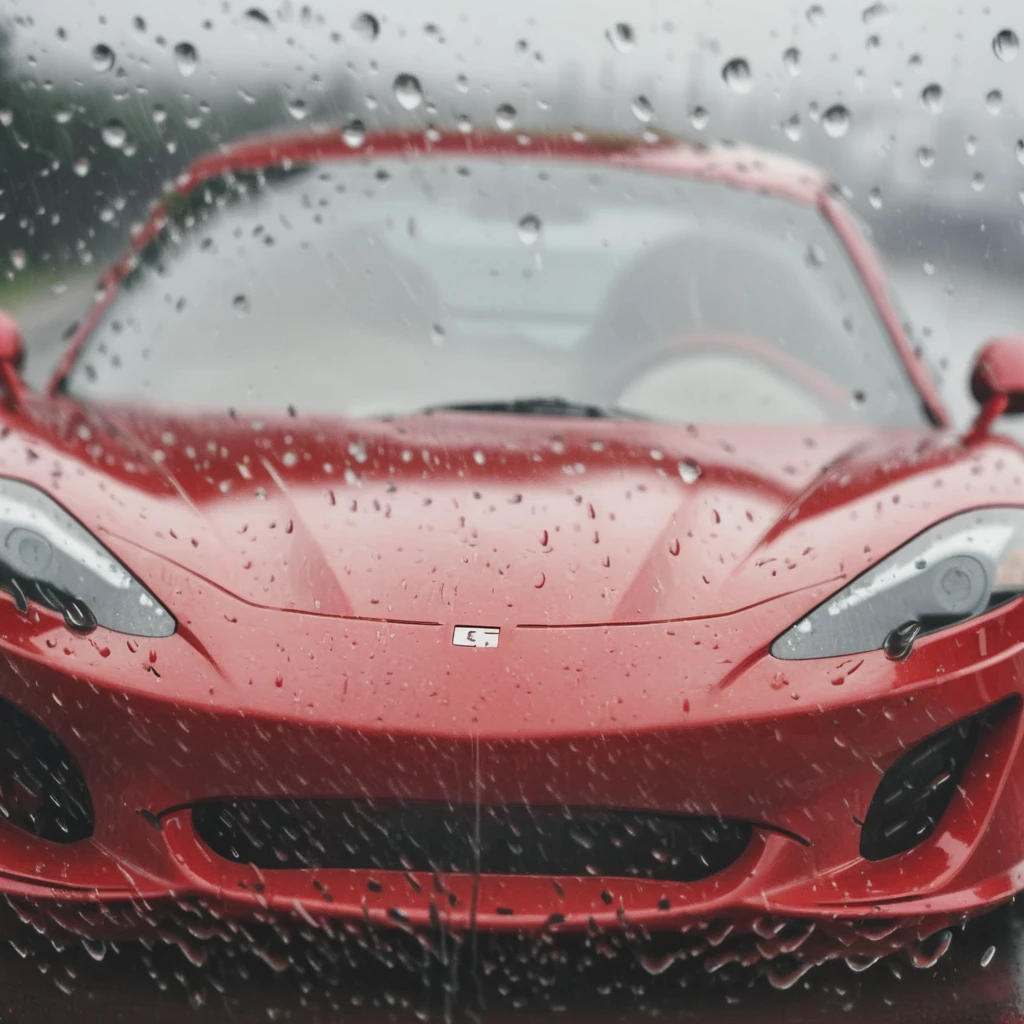 photo of landscape, (rainy weather),road,super car, 8k uhd, high quality, film grain, Fujifilm XT3