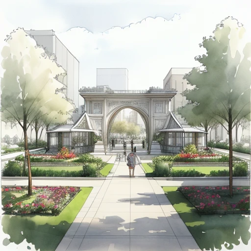 archdaily, smrefsketch , park , watercolor    <lora:ArchSketcher:1>