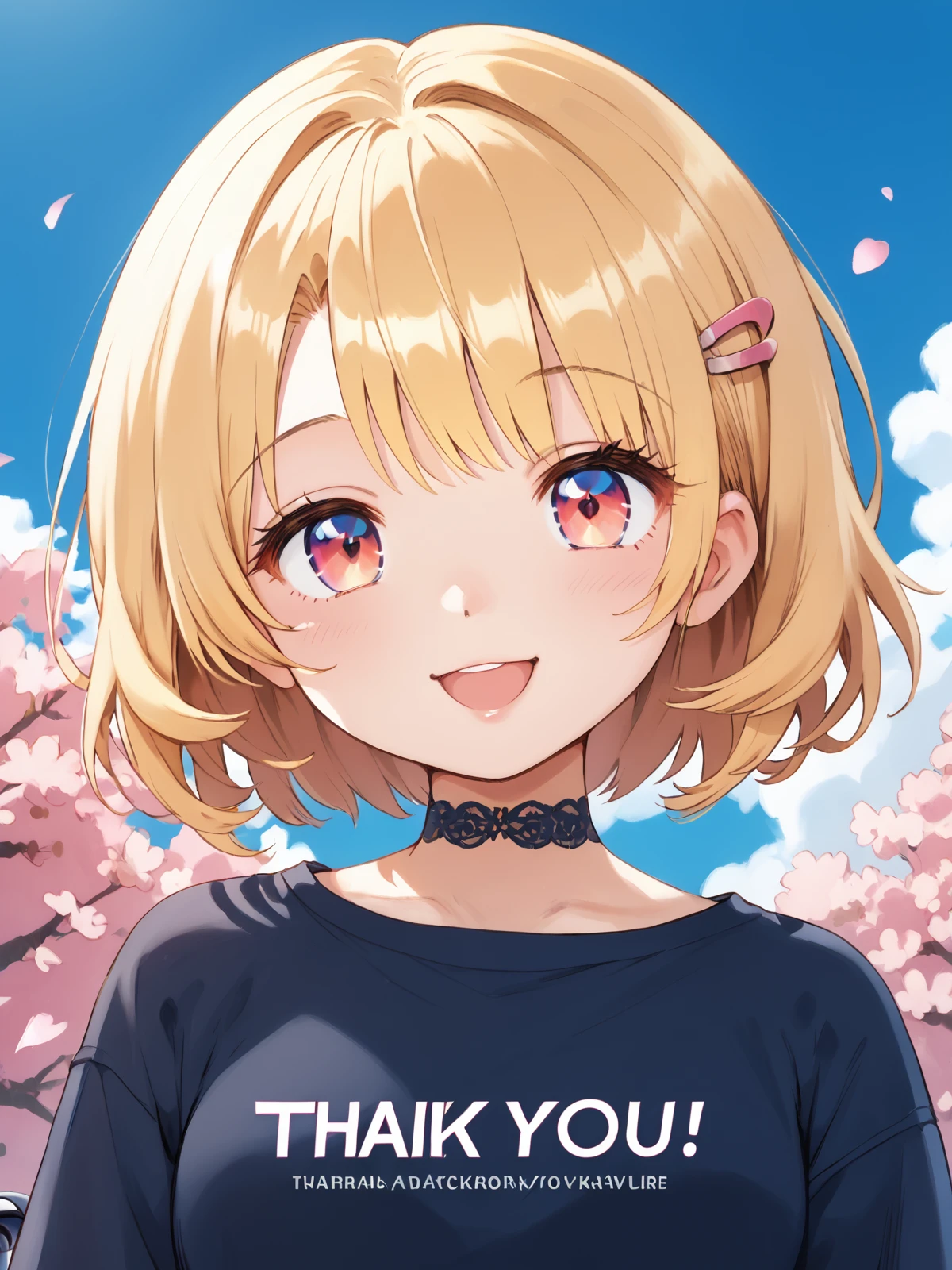 score_9, score_8_up, score_7_up, kazuka tokio, a girl with blonde hair and a bow in her hair is standing in front of a colorful background with the words viiver, 1girl, bangs, blonde hair, blue sky, blush, cherry blossoms, choker, cloud, copyright name, cover, day, english text, eyebrows visible through hair, hair ornament, hairclip, heart, letterboxed, looking at viewer, open mouth, petals, short hair, sky, smile, solo, thank you, virtual youtuber
<lora:kazuka tokio (bikid's! and kazagake shohjogumi!)_20240915_epoch_35:1>