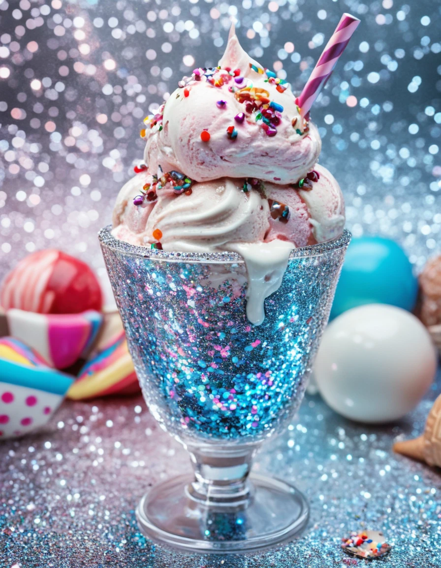 <lora:103_novuschroma_1:.8> ice cream sundae novuschroma style glitter