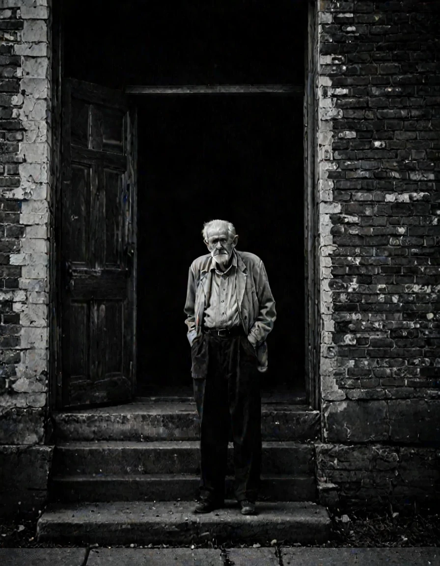 old building, old man, monochrome, low key, <lora:Harry_Callahan_Composition:0.4> callahan