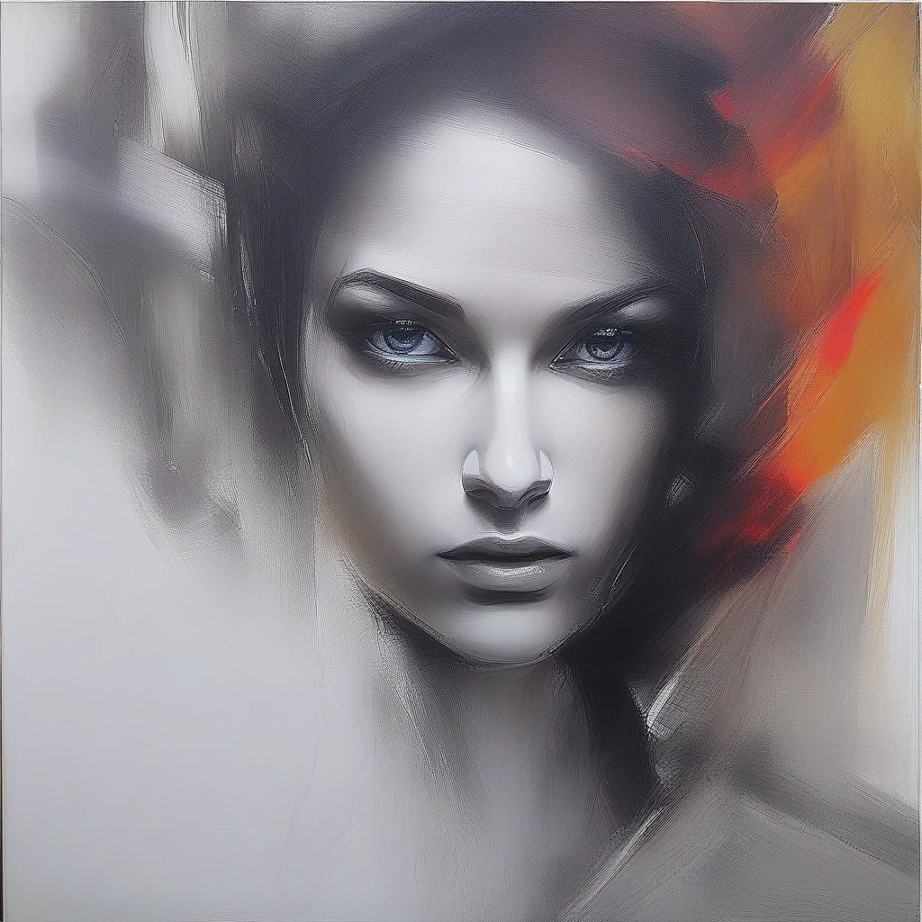 impressive abstract painting of a beautiful and attractive lady's portrait