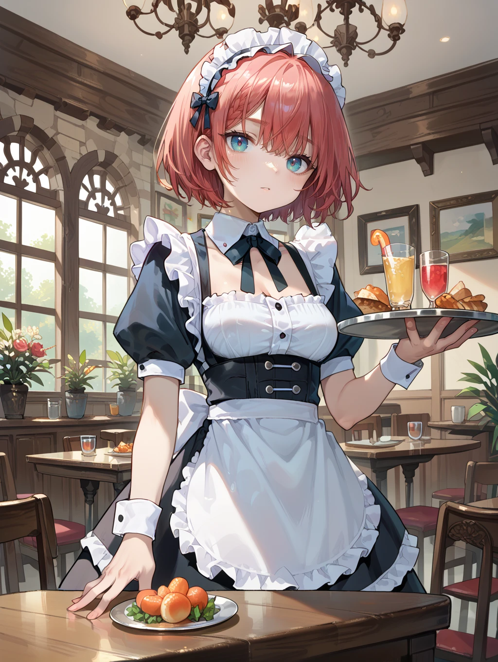 score_9, score_8_up, score_7_up,source_anime,
1girl, maid, holding tray,indoors, 
 <lora:style07:0.7>