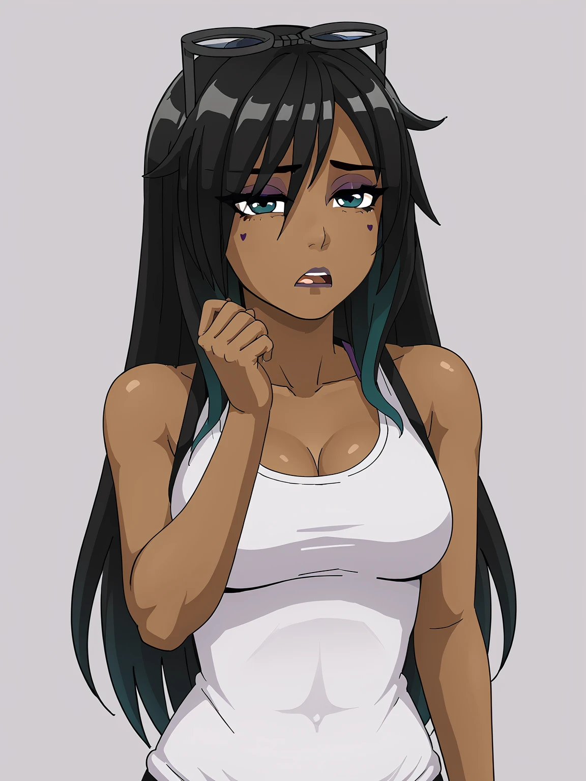 1girl, ariaamplitude, dark-skinned female, long hair, two-tone hair, black hair
score_7_up, solo <lora:Amplitude_(ARIA):1>
bored, tired, yawning