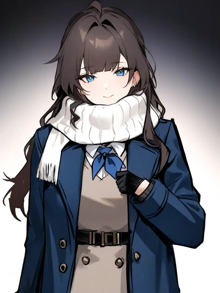 1girl,solo,,marcus(1999),1girl,solo,scarf,gloves,black hair,long sleeves,coat,bangs,buttons,white scarf,jacket,<lora:marcus-000012:1>, masterpiece, best quality, very aesthetic, absurdres