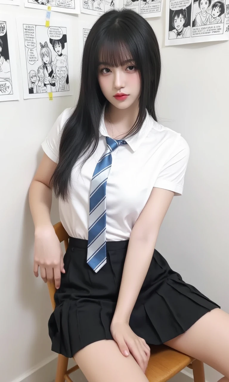 Pee Ahegao girl Shift your pants double piece NSFW stick out tongue crotch opening whole body I wear clothes black hair beautiful woman male penis in front of face