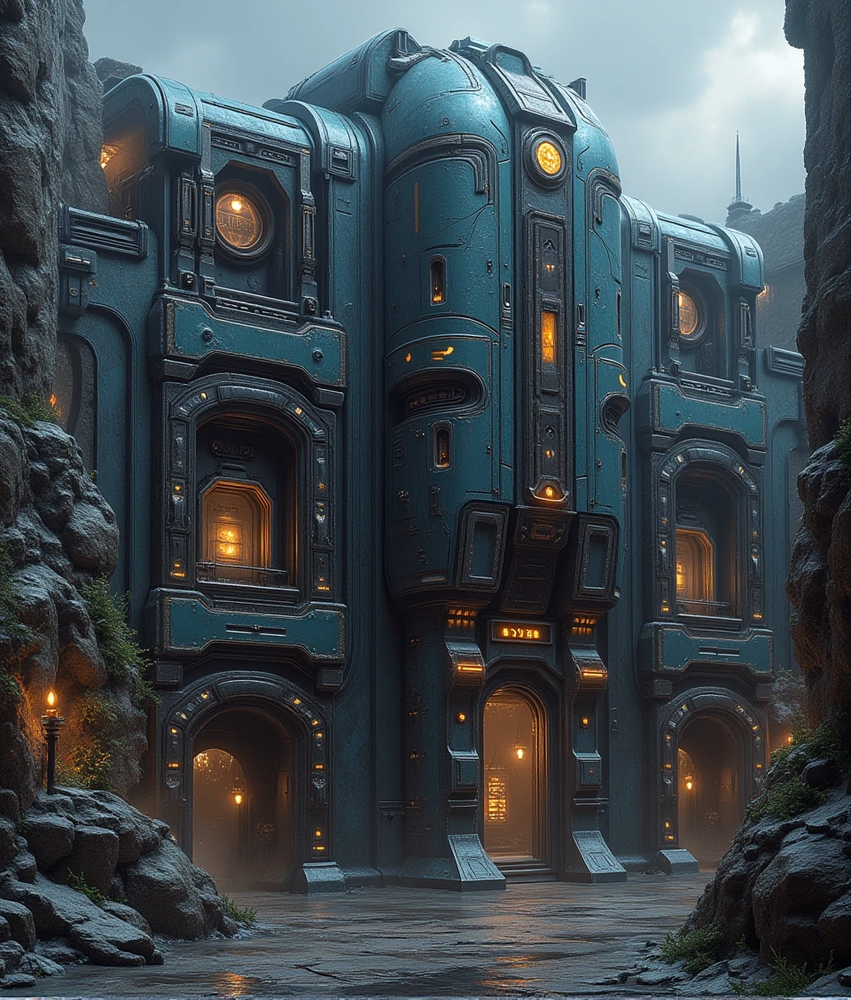 terran-style,the Architecture is a high-tech armored basement-building